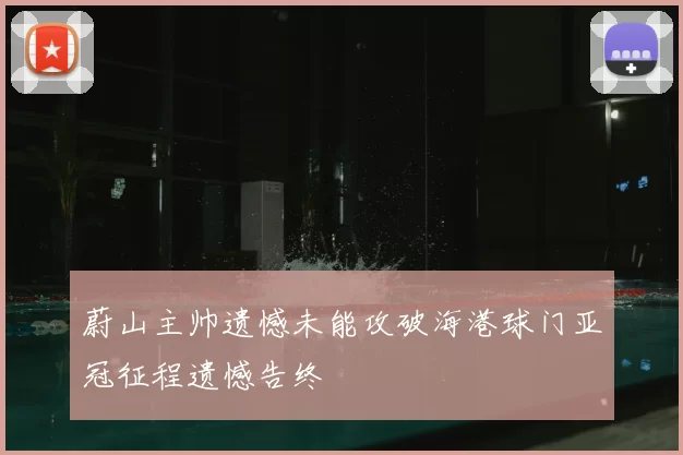 蔚山主帅遗憾未能攻破海港球门亚冠征程遗憾告终